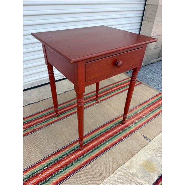 A Pennsylvania Turned Leg Red Wash Painted 1 Drawer Side Table, Circa 1840’s For Sale - Image 10 of 17