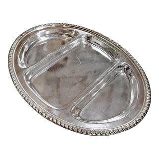 Antique Silver Plate Divided Serving Tray From the Algonquin Club in Boston For Sale