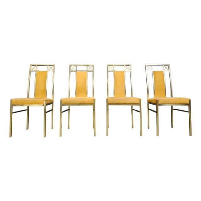 Vintage Brass Dining Chairs attributed to Belgochrom, 1970s, Set of 4 For Sale