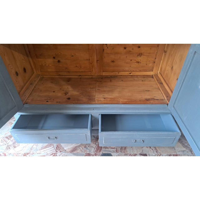 Blue Antique Tuscan Fir Wardrobe, 1890s For Sale - Image 8 of 10