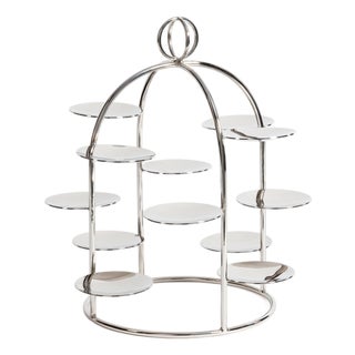 Kenneth Ludwig Chicago The Grand High Tea Tower-12 cups, Polished Nickel For Sale