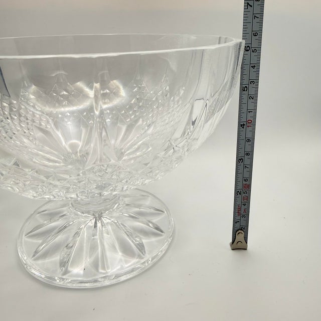 Glass Vintage Cristal d'Arques Longchamp Crystal Footed Bowl Compote Pedestal Dish For Sale - Image 7 of 12