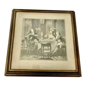 Mid 20th Century Antique Jewelry Box With Picture Frame