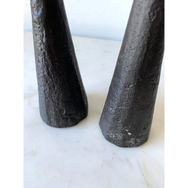 Black Pair of Hand-Forged Iron Candlesticks by Luis Marquez For Sale - Image 8 of 8