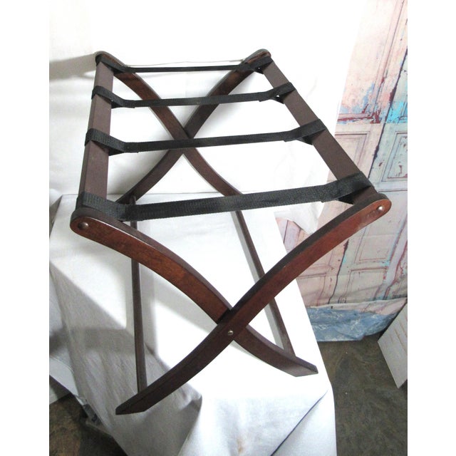 Wood Vintage Old Hotel Luggage Stand Wood For Sale - Image 7 of 11