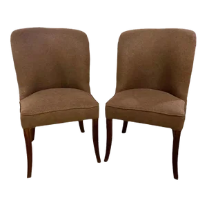 Mid Century Modern Pair of Shaped Upholstered Chairs