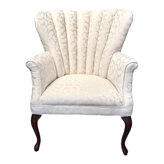 Vintage c.1970s Queen Anne Style Wingback Chair For Sale