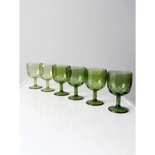 Glass Vintage Bartlett Collins Thumbprint Goblets Set of 6 For Sale - Image 7 of 12