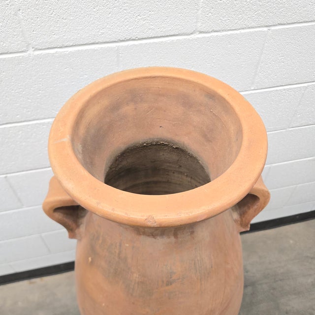 1990s Large Rustic Terra Cotta Amphora Floor Vase For Sale - Image 5 of 9