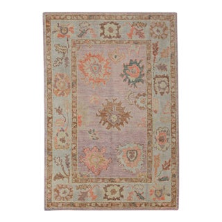 Turkish Oushak Rug 4'2" x 6'1" For Sale