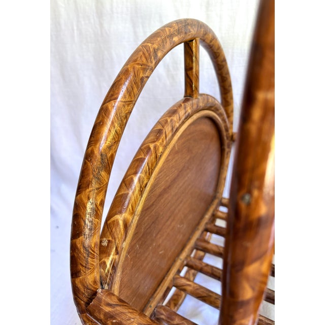 Mid 20th Century Vintage Rattan and Woven Cane Magazine Rack/Book Holder For Sale - Image 5 of 10