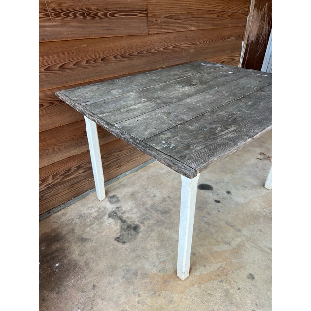 1960s Rustic Square Farm Table or Island, Vintage, Wooden For Sale - Image 9 of 12