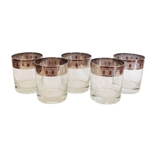 Vintage Silver Rimmed Greek Key Glasses For Sale