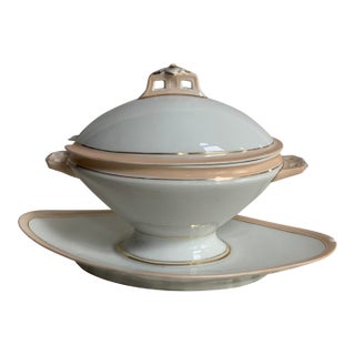19th Century French Porcelain Tureen With Underliner For Sale