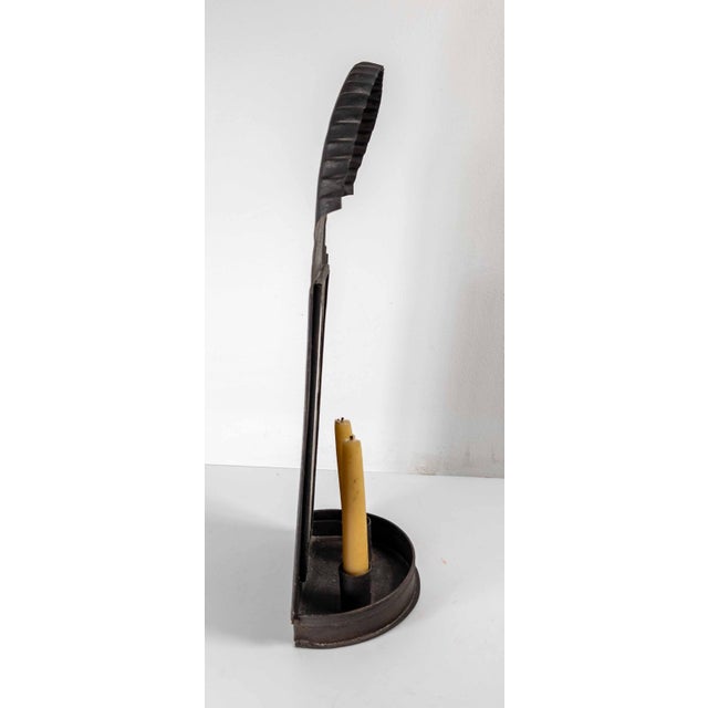 Metal 19th or 20th Century Primitive Colonial Tin Mirror Back Candle Wall Sconce For Sale - Image 7 of 10