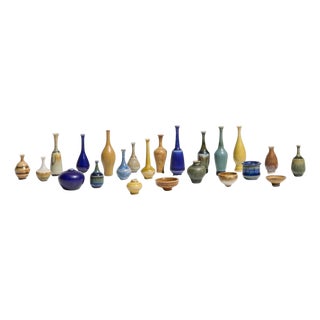 Mid 20th Century Collection of 23 Miniature John Andersson Pottery Vessels for Hoganas of Sweden For Sale