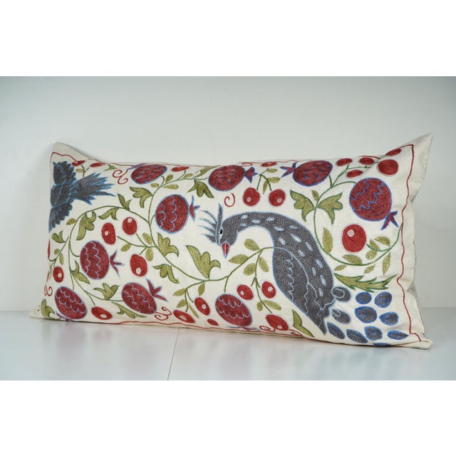 Mid-Century Modern Decorative Central Asian Suzani Pillow Cover For Sale - Image 3 of 5