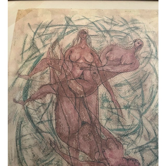 Abstract 1940’s Original Abstract Surrealist Female Nude Painting For Sale - Image 3 of 5