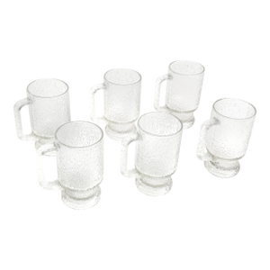 Mid-Century Textured Glass Beer Mugs - Heavy Bark Glass Steins - Set of 6