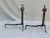 Vintage 1960s Wrought Iron and Brass Andirons- a Pair For Sale - Image 4 of 10
