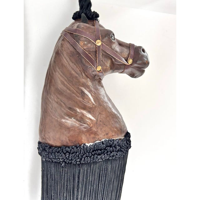 Vintage Leather Horse Head Tassel Tieback – Equestrian Curtain Lamp Decor For Sale In Louisville - Image 6 of 12