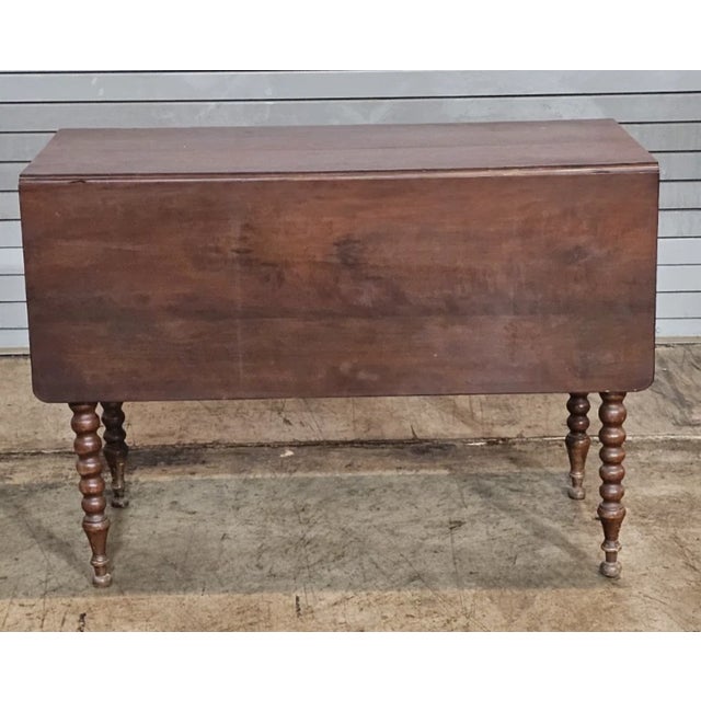 Brown Early 20th Century American Bench Made Mahogany Drop Leaf Table Carved Twisted Barley Legs For Sale - Image 8 of 8