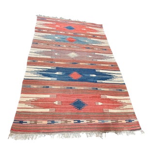6ft 4in × 10ft Handwoven Kilim-Style Flatweave Area Rug, Vintage For Sale