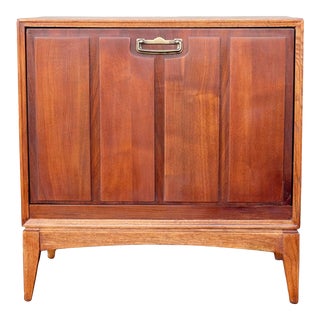 Lane Furniture Walnut Tilt-Down Record Cabinet For Sale
