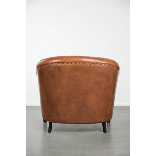 Large English-Style Club Chair in Sheepskin Leather For Sale - Image 4 of 13