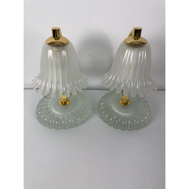 Murano Glass and Brass Bedside Lamps from Murano Due, 1970s, Set of 2 For Sale - Image 10 of 14