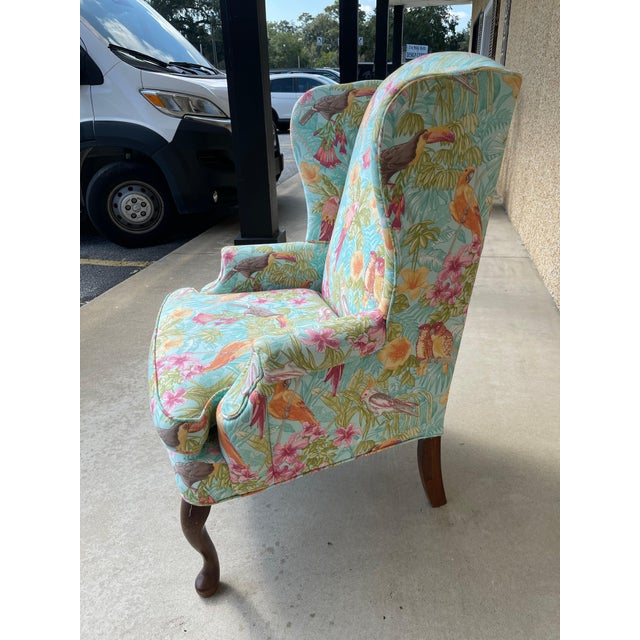 Upholstered Vintage Wingback Chair, Mid 20th Century For Sale - Image 4 of 6