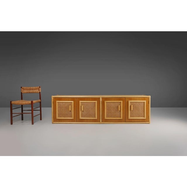 Rattan and Wood 4-Door Sideboard, France, 1960s For Sale - Image 4 of 15