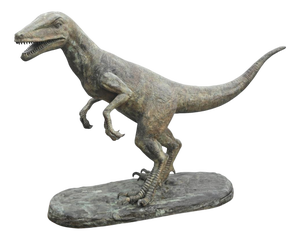 Lifesize Bronze Velociraptor Dinosaur Statue