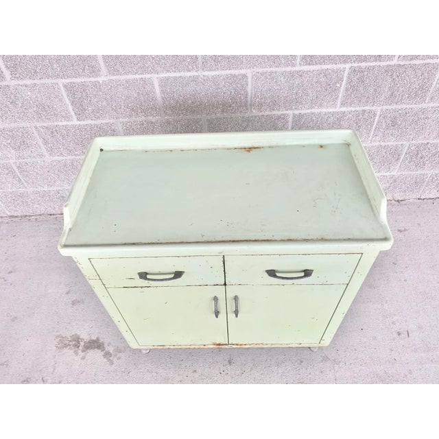 Antique Hospital Metal Storage Cabinet For Sale - Image 4 of 9
