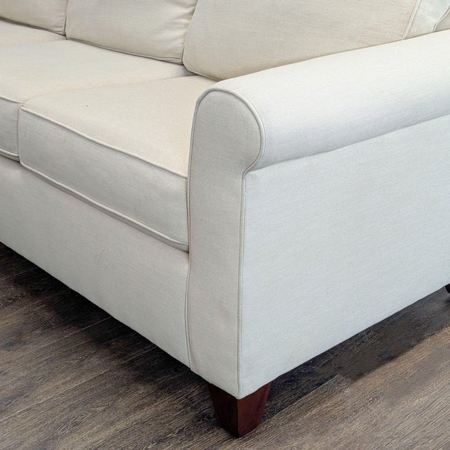 Pottery Barn Buchanan 3-Seat Beige Sofa With Rolled Arms For Sale In San Francisco - Image 6 of 10