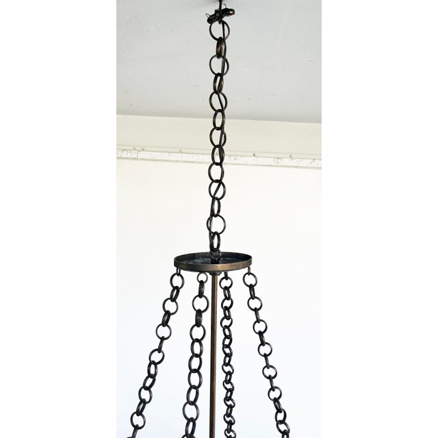 Oval Thomas Pheasant Baker Chandelier, Bronze Chain, Canopy, Italy, 52" to 70"h For Sale - Image 14 of 18