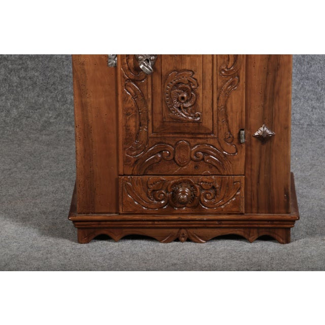 Brown Small Antique Baroque Walnut Wall Cabinet, 1750s For Sale - Image 8 of 18
