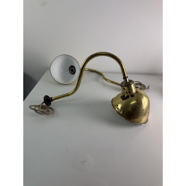 Mid-Century Modern Large Industrial Wall Lamps with Adjustable Parabola Arm in Brass, 1950s, Set of 2 For Sale - Image 3 of 18