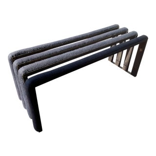Contemporary Steel and Indigo Fabric Bench For Sale