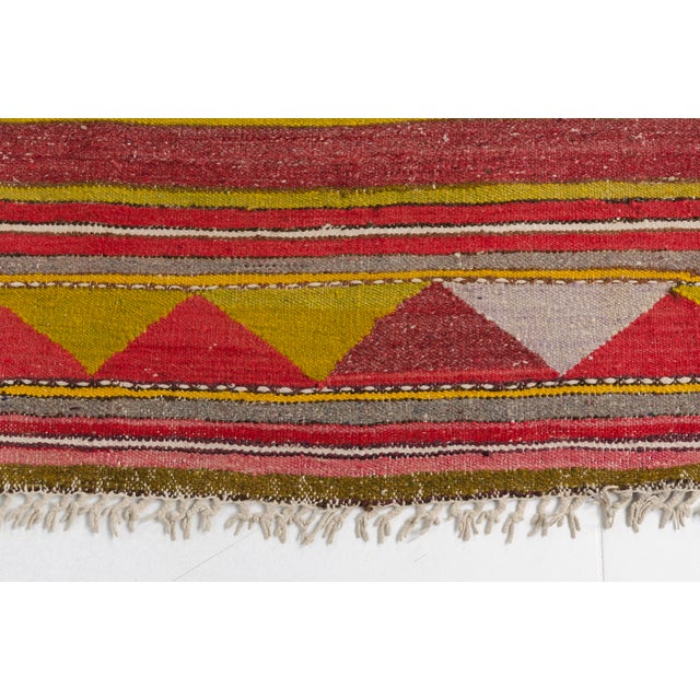 1950s Red, Yellow & Grey Wool Rug For Sale - Image 4 of 10
