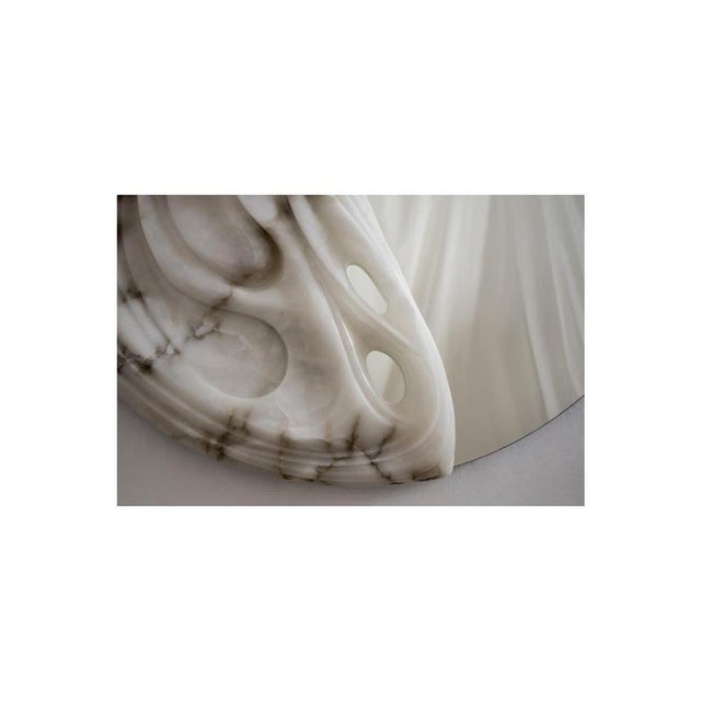 Fossil Moon Wall Mirror X in Alabaster & Glass Mirror by Amarist Studio For Sale - Image 4 of 8