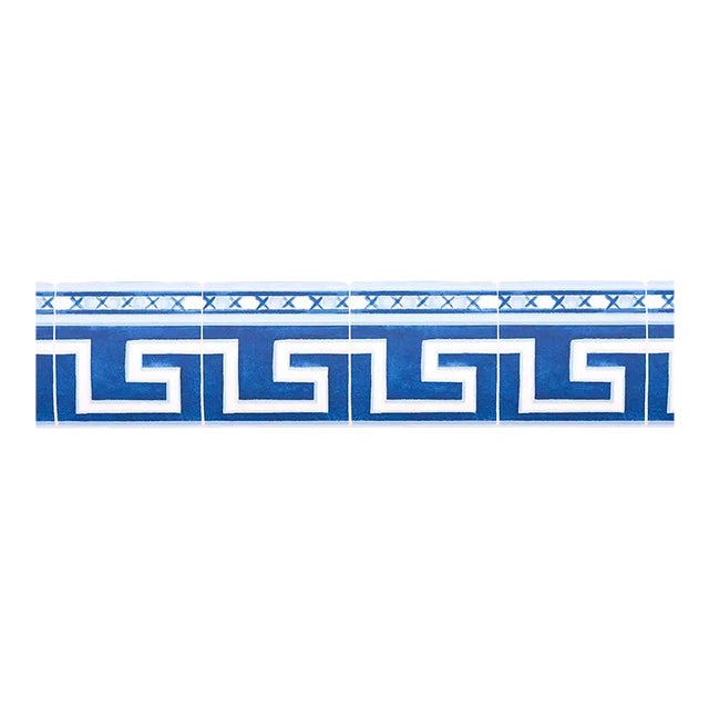 Schumacher X Mary McDonald Azulejos Border in Azure For Sale