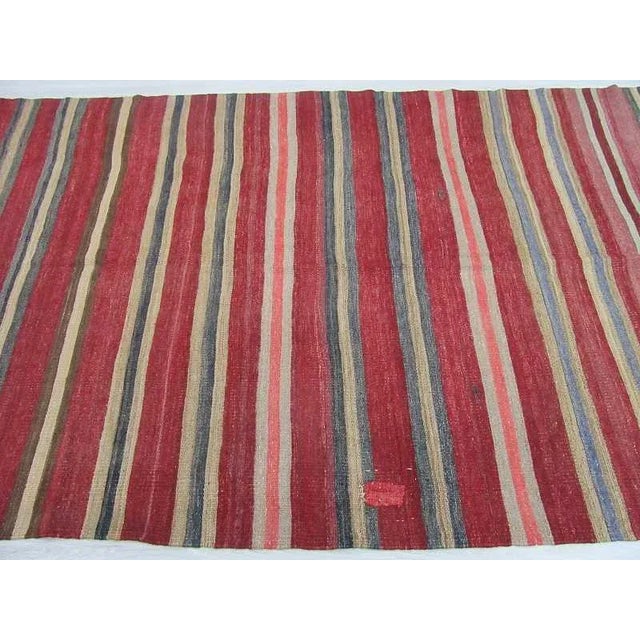 Vintage Turkish Striped Kilim Rug- 5′ × 12′2″ For Sale - Image 4 of 6