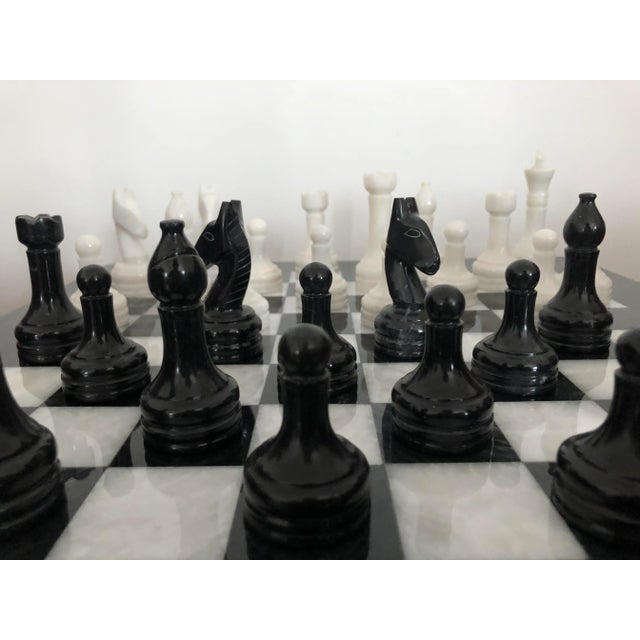 Vintage White and Black Volterra Marble Chess Board, 1950s For Sale - Image 10 of 14