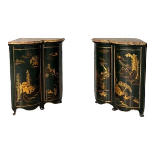 Pair Louis XV Style Japanned Corner Cabinets / Encoignures, Christies Provenance For Sale