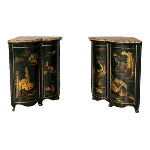 Pair Louis XV Style Japanned Corner Cabinets / Encoignures, Christies Provenance