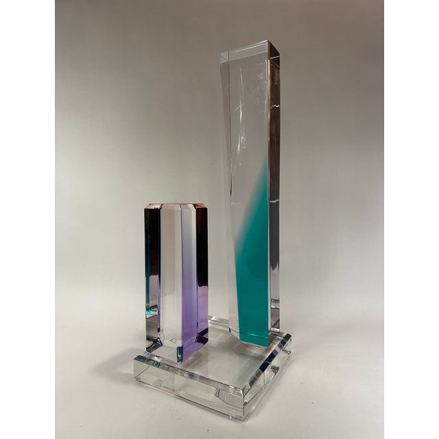 Modern 1990s Lucite Tower Sculpture by Shlomi Haziza - Signed For Sale - Image 3 of 11