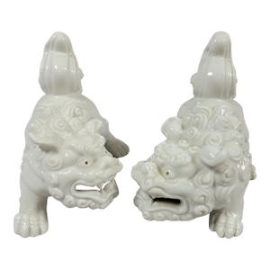 Mid-Century Japanese Blanc De Chin Foo Dog Guardian Lions – A Pair