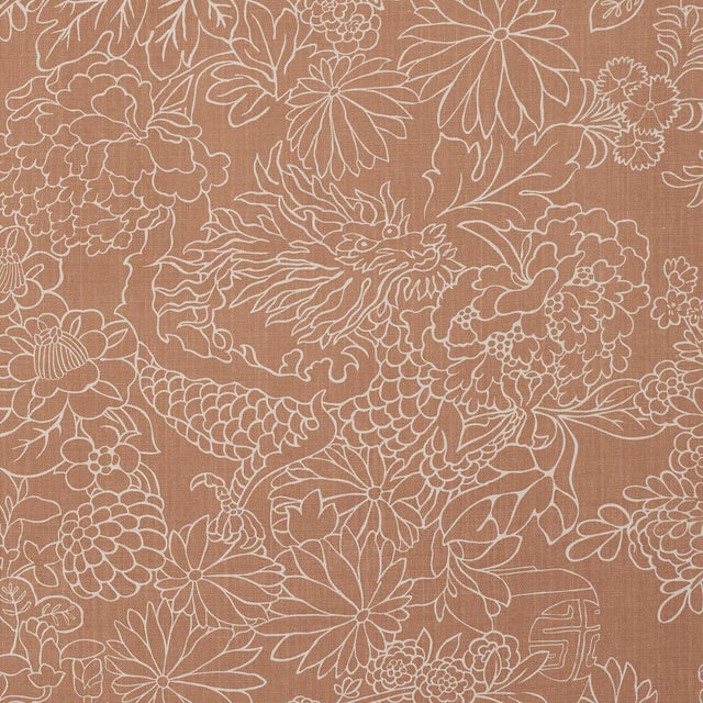 Schumacher Chiang Mai Dragon Silhouette Fabric In Mediterranean Spice For Sale