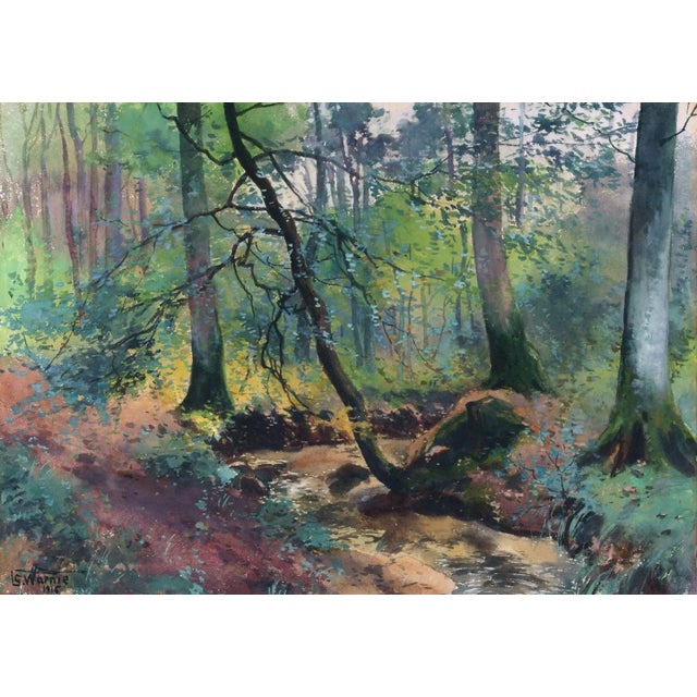 Warnie Stanislas, Summer Forest Landscape, 1915, Watercolor For Sale - Image 6 of 6
